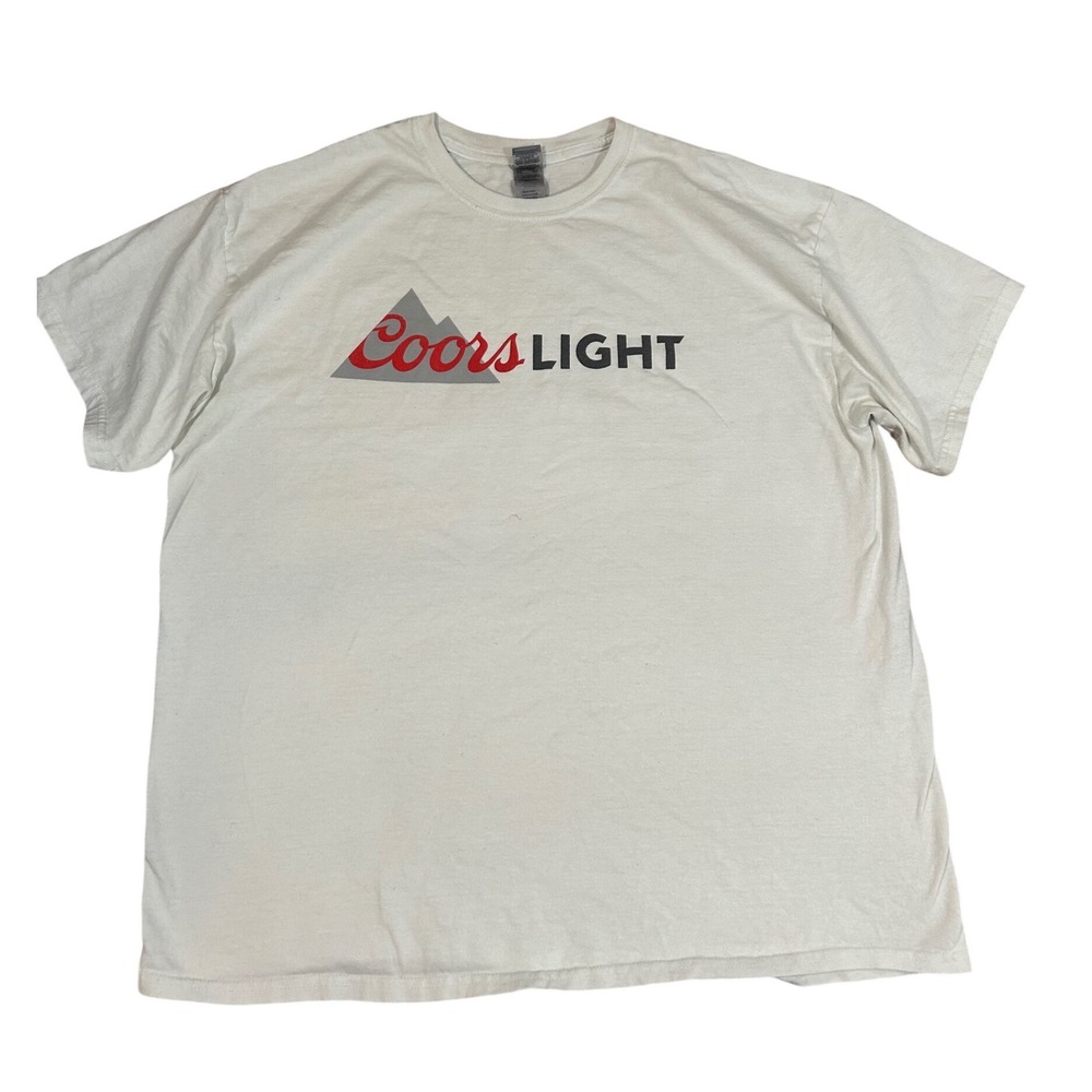 Coors Light T Shirt Mens XL Heavy Cotton Vintage Beer Promo Tee White *STAINS